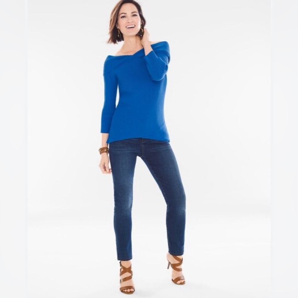 Chico’s Black Label Fold-Over‎ Ribbed Sweater Size 1